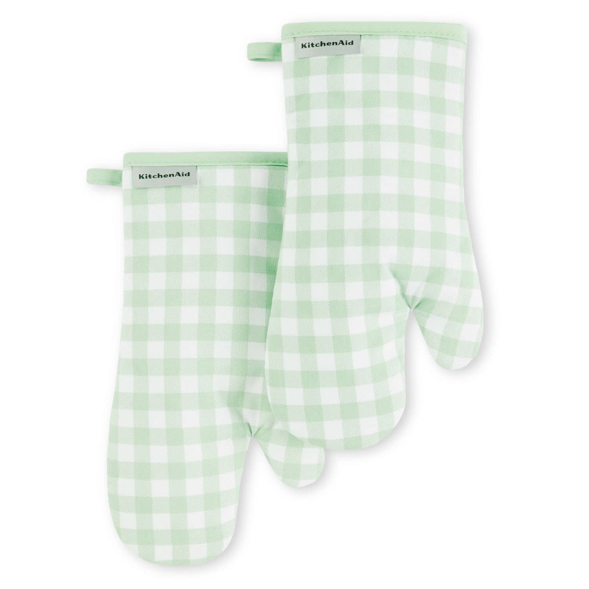KitchenAid Gingham Oven Mitt 2-Pack Set, Blue Velvet, 7"x13"