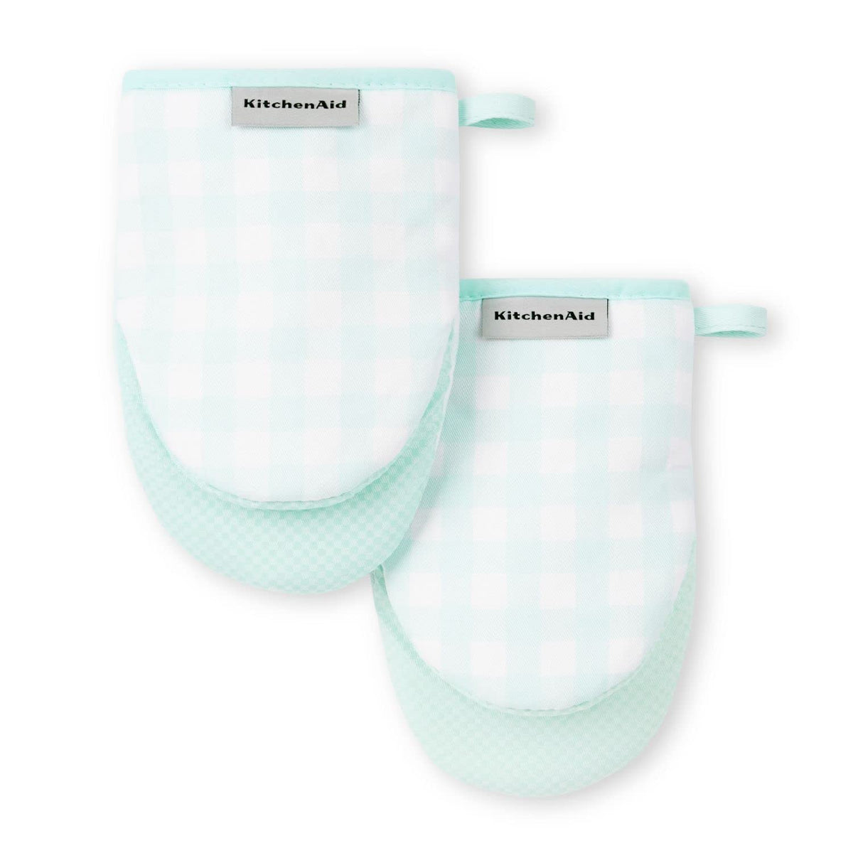 KitchenAid Gingham Mini Oven Mitt 2-Pack Set, Dried Rose, 5.5"x8"