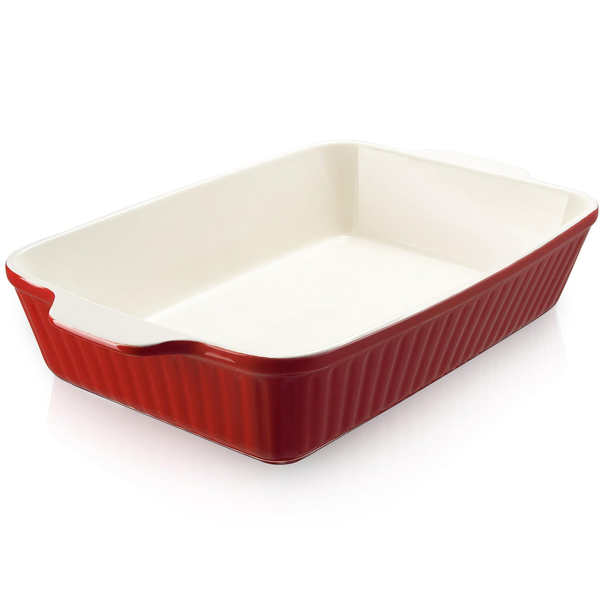 DOWAN Casserole Dish, 9x13 Ceramic Baking Dish, Large Lasagna Pan Deep for Oven, 4.2 Quarts Baking Pan with Handles, Oven Safe and Durable Bakeware for Lasagna, Home Decor, Wedding Gift, Soft White