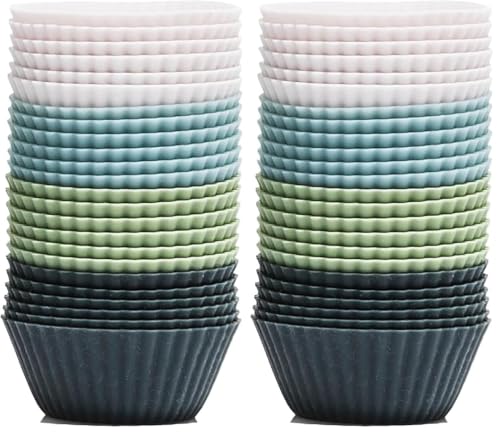 The Silicone Kitchen Reusable JUMBO Silicone Baking Cup, Non-Toxic, BPA Free, Dishwasher Safe, Jumbo, 12 Pack, White Blue Green