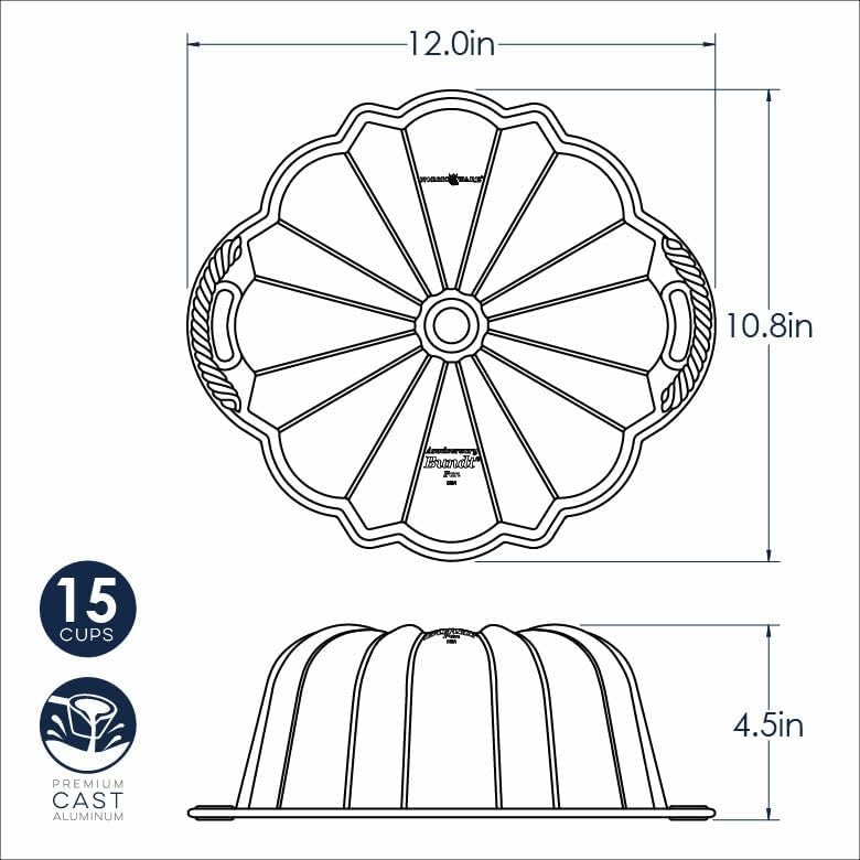 Nordic Ware Anniversary Bundt, 15 Cup, Silver