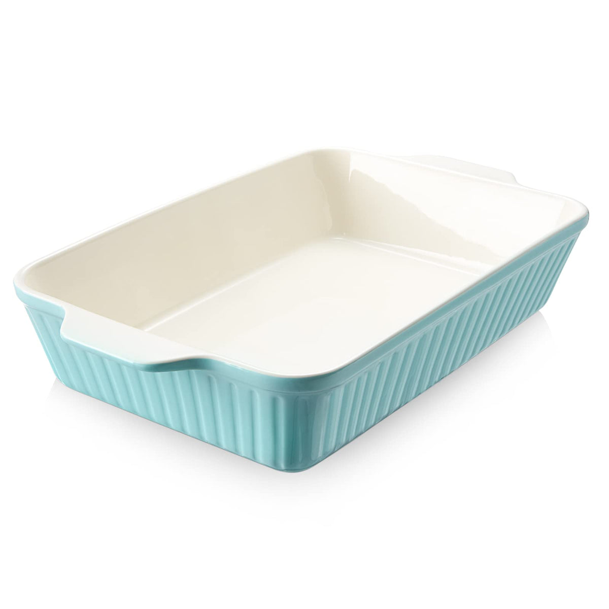 DOWAN Casserole Dish, 9x13 Ceramic Baking Dish, Large Lasagna Pan Deep for Oven, 4.2 Quarts Baking Pan with Handles, Oven Safe and Durable Bakeware for Lasagna, Home Decor, Wedding Gift, Soft White