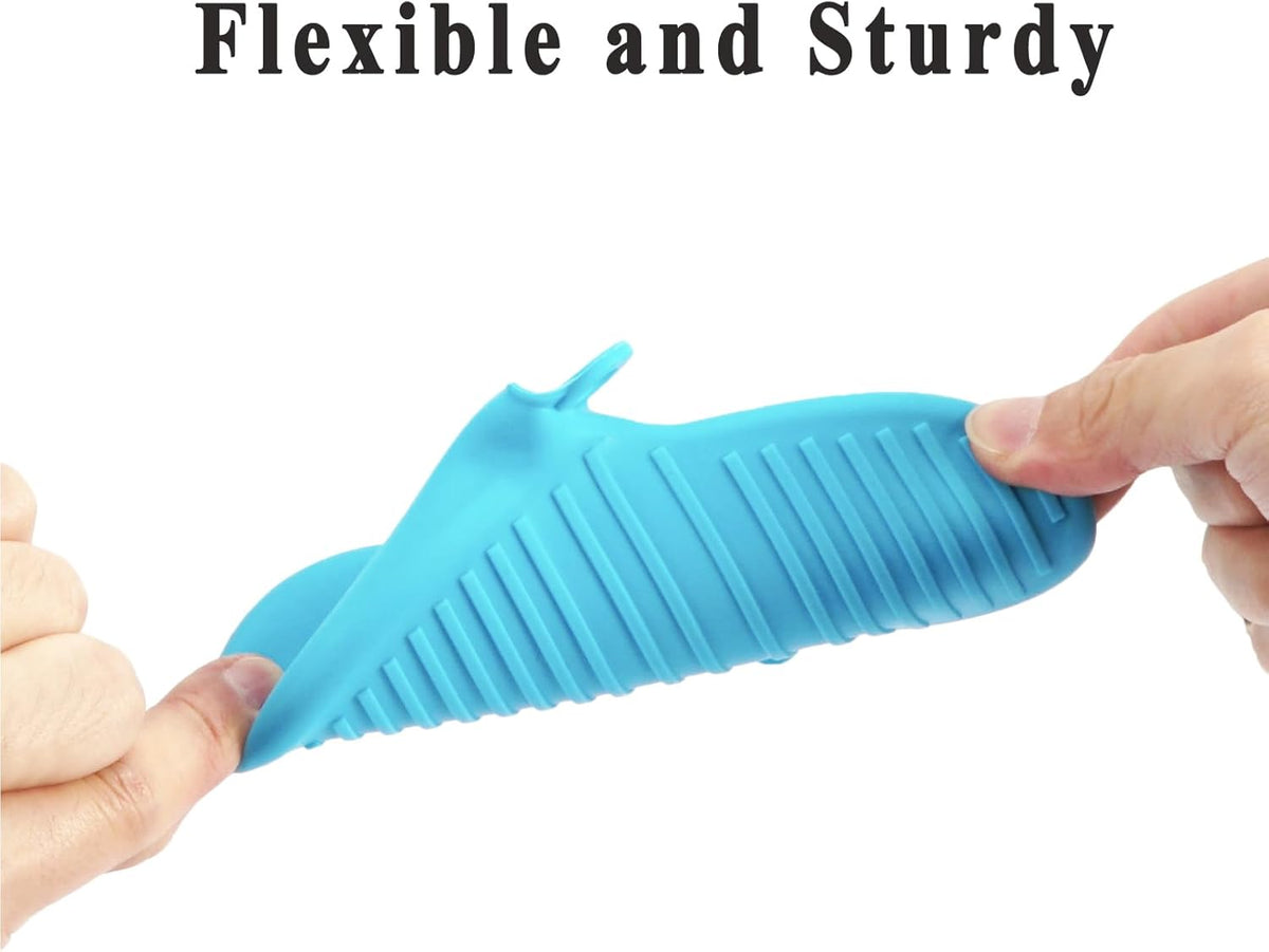 Vaincre 4PCS Heat Resistant Silicone Oven Mitts & Potholders, Blue & Green