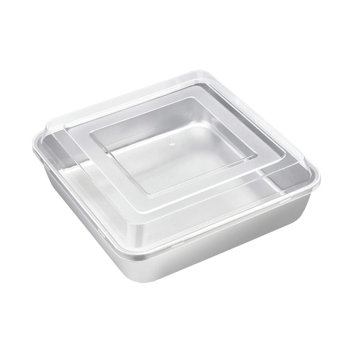 E-far 8 x 8-Inch Baking Pan with lid, Square Cake Brownie Baking Pans Stainless Steel Bakeware Set of 2, Non-toxic & Healthy, Easy Clean & Dishwasher Safe - 4 Pieces(2 Pans + 2 Lids)