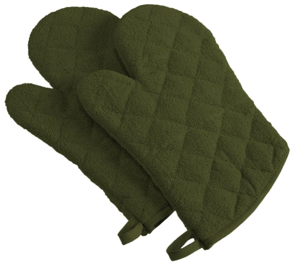 DII Basic Terry Collection 100% Cotton Quilted, Oven Mitt, Nautical Blue, 2 Piece