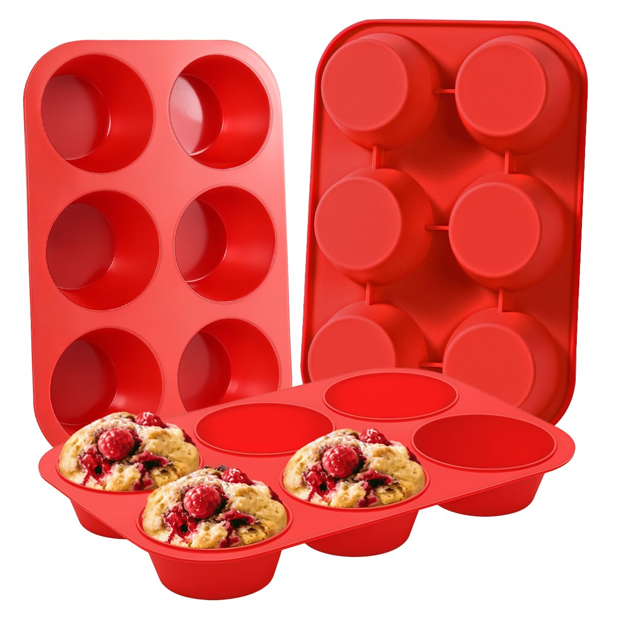 12 Cups Silicone Muffin Pans for Baking Cupcake Pan Nonstick Silicone Molds