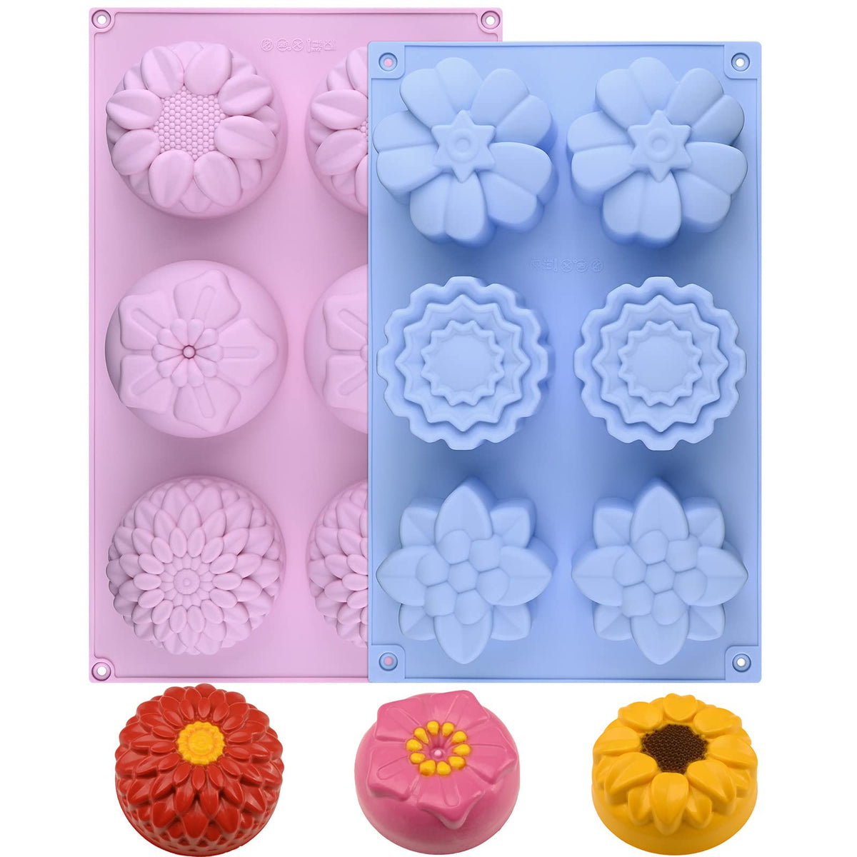 Sakolla 2 Pack Insect Silicone Soap Molds, 6-Cavity Dragonfly Butterfly Ladybug Shape Silicone Molds for Soap Making, DIY Baking Mold for Lotion Bars, Chocolate, Candy, Muffin, Biscuit, Cookie Pans