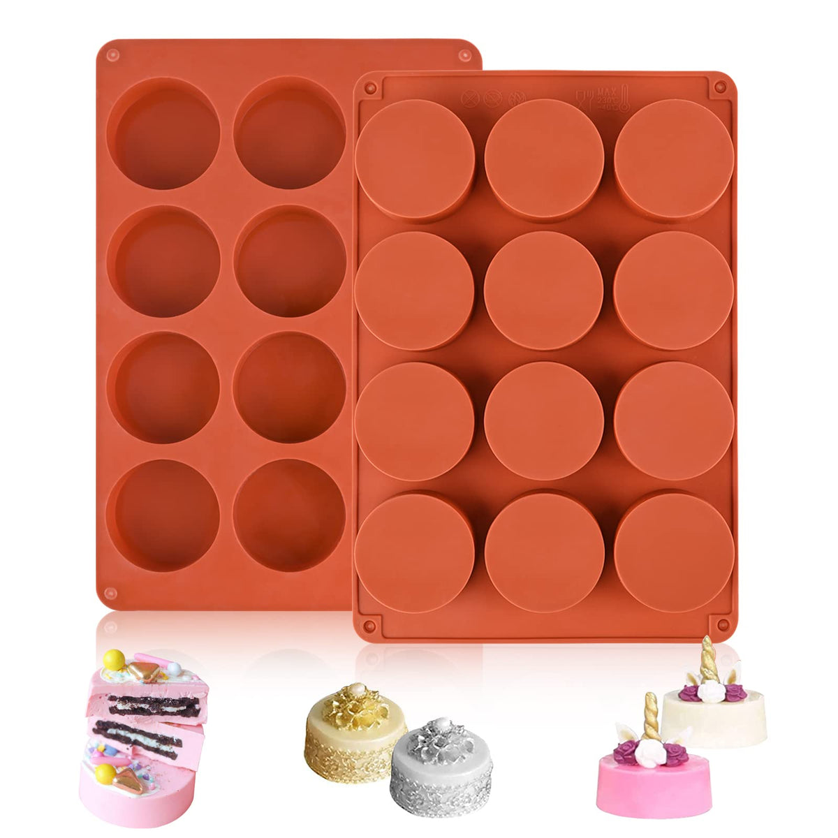 Sakolla 3 Pcs Round Chocolate Cookie Molds, 2.1 Inch Cylinder Silicone Mold