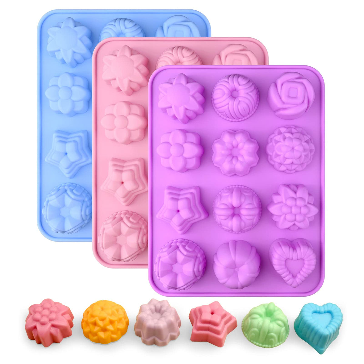 Sakolla 2 Pack Insect Silicone Soap Molds, 6-Cavity Dragonfly Butterfly Ladybug Shape Silicone Molds for Soap Making, DIY Baking Mold for Lotion Bars, Chocolate, Candy, Muffin, Biscuit, Cookie Pans
