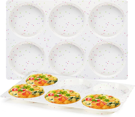 CAKETIME 4 Inch Muffin Top Pan, Silicone Egg Molds for Breakfast Sandwiches Jumbo Round Baking Pan for Oven English muffins, Whoopie Pies, Corn Bread, Egg bites, Tarts 2 Pack Confetti