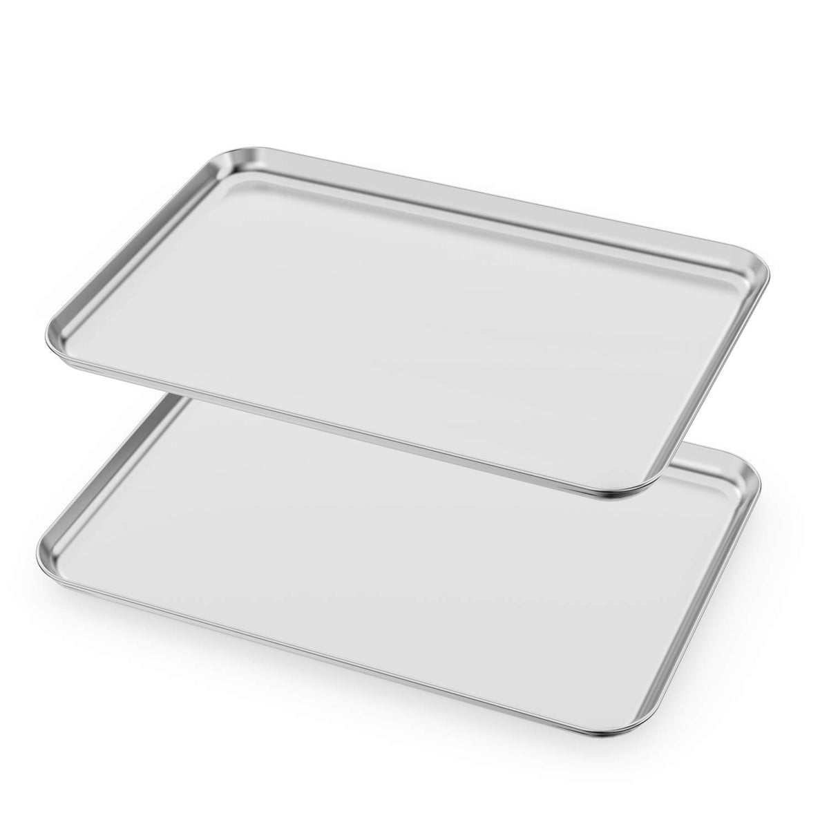 Baking Sheets Set of 2, HKJ Chef Cookie Sheets 2 Pieces & Stainless Steel Baking Pans & Toaster Oven Tray Pans, Rectangle Size 12.5Lx10Wx1H inch & Non Toxic & Healthy & Easy Clean