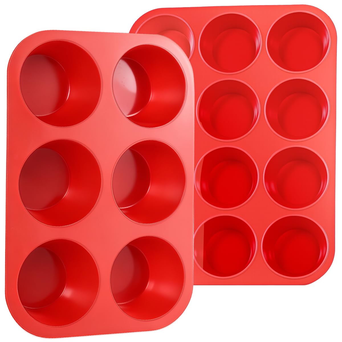 CAKETIME 12 Cups Silicone Muffin Pans for Baking - Regular Size Cupcake Pan Muffin Tin for Baking Nonstick Food Grade Silicone Molds