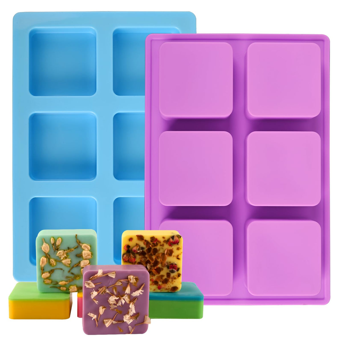 Sakolla 2 Pack Insect Silicone Soap Molds, 6-Cavity Dragonfly Butterfly Ladybug Shape Silicone Molds for Soap Making, DIY Baking Mold for Lotion Bars, Chocolate, Candy, Muffin, Biscuit, Cookie Pans