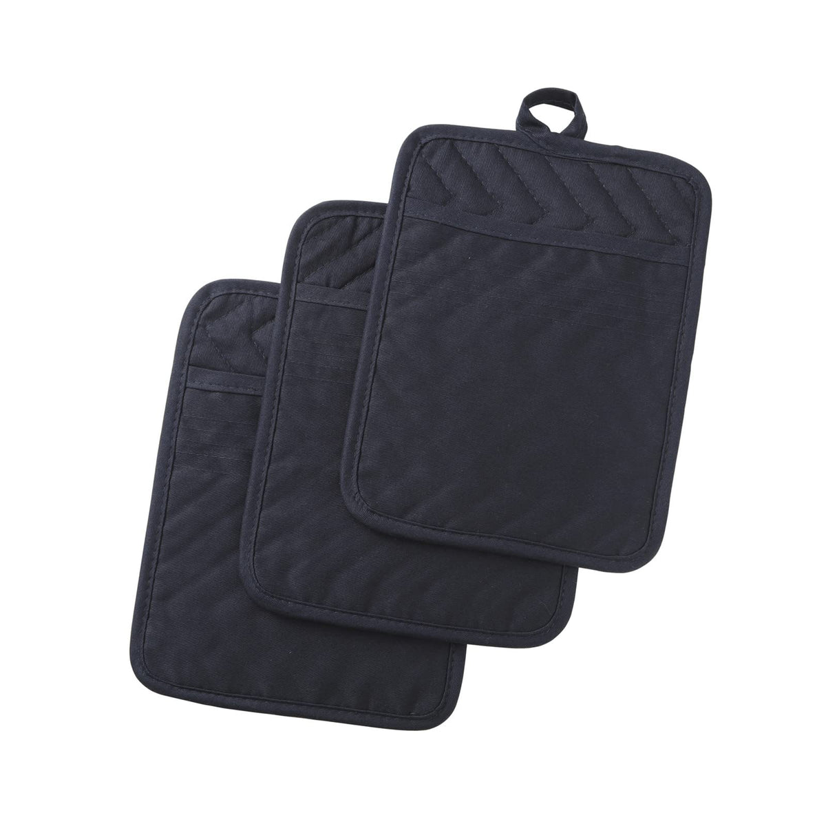 Anyi Pot Holders and Oven Mitts 7" X 9" Heat Resistant Cotton Pocket Pot Holder Set Feature of Non Slip Kitchen Hot Pad Oven Mitts, 3-Pack (Hunter Green)