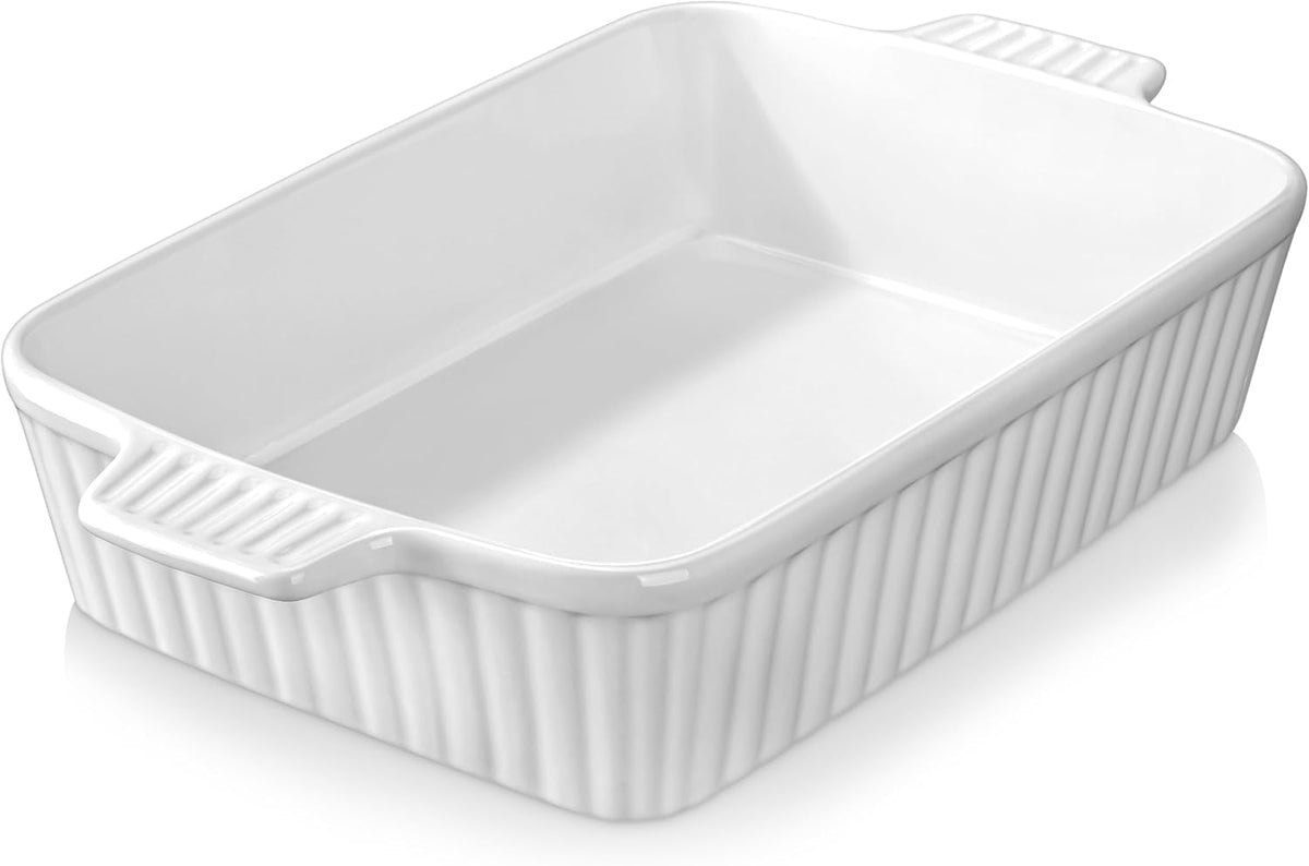 MALACASA 4.4QT Ceramic Casserole Dishes for Oven, 9x13 Baking Dishes, White