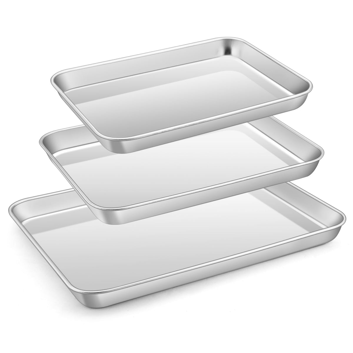 E-far Baking Pans Set of 3, Stainless Steel Sheet Cake Pan for Oven