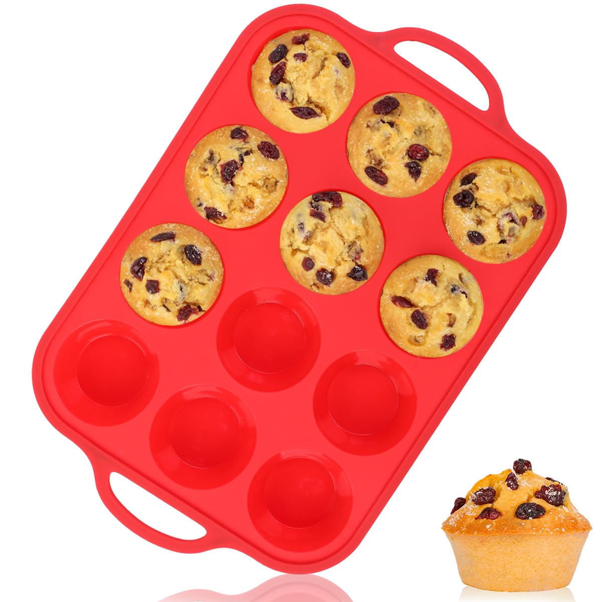 12 Cups Silicone Muffin Pans for Baking Cupcake Pan Nonstick Silicone Molds