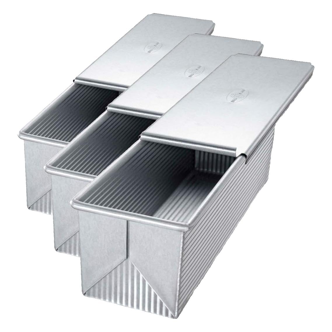 USA Pan Bakeware Pullman Loaf Pan with Cover, 13 x 4 inch, Nonstick & Quick Release Coating, Made in the USA from Aluminized Steel