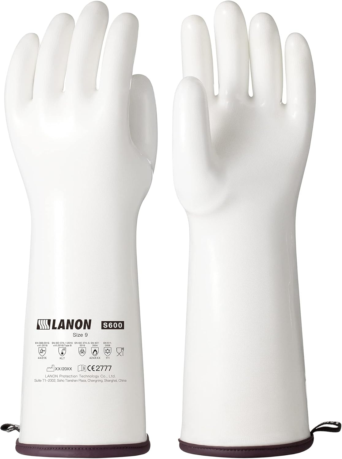 LANON 15" Liquid Silicone Oven Mitts,Heat Resistant,CoralAir Liner,White,L