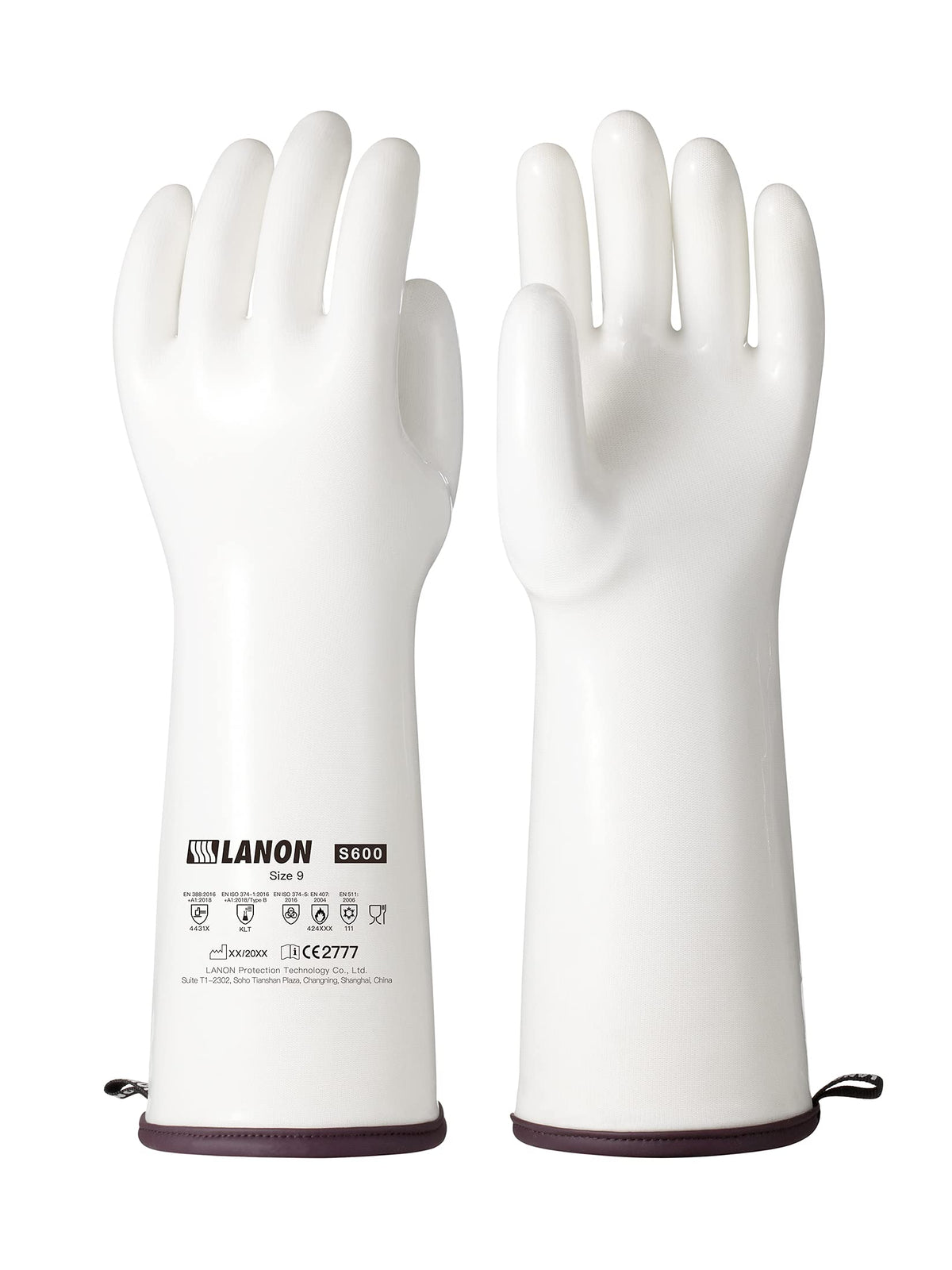 LANON 15" Liquid Silicone Oven Mitts,Heat Resistant,CoralAir Liner,White,L