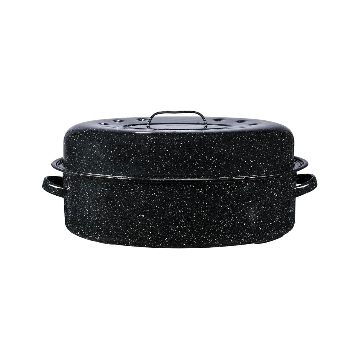 Granite Ware 13" Oval Roaster with Lid – Enameled Steel, Oven Safe to 932°F – Ideal for Roasting, Baking & Sourdough Bread – Self-Basting Cover, Dishwasher Safe, 7 lb Capacity