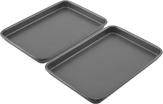GoodCook Everyday Toaster Oven Mini Baking Sheets Set of 2 Set of 2 Heavy-Gauge Steel Baking Pans with Scratch-Resistant Nonstick, 9 x 6.2-Inch, Gray