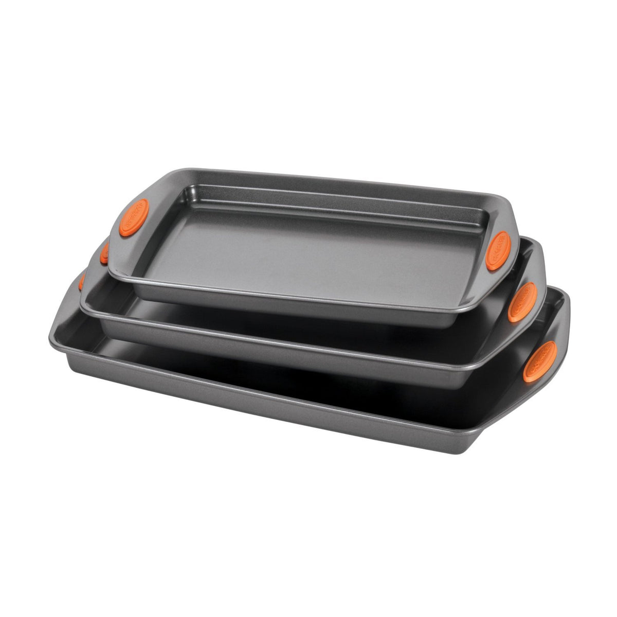 Rachael Ray Nonstick Bakeware Cookie Pan Set, Baking Sheets, 3-Piece, Gray