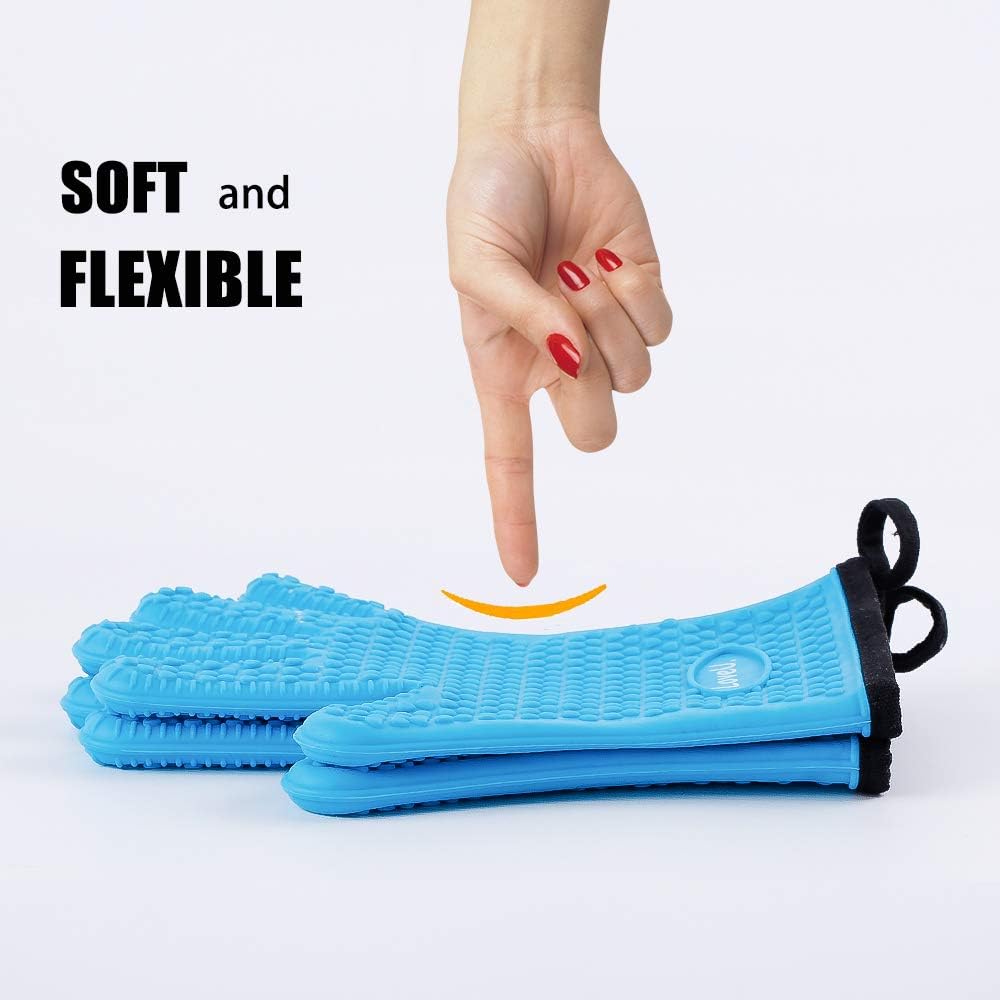 Silicone Oven Mitts Gloves - Heat Resistant, Non-Slip for BBQ, Grilling