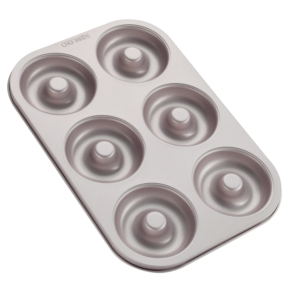 CHEFMADE Donut Mold Cake Pan, 12-Cavity Non-Stick Pattern Doughnut Bakeware for Oven Baking (Champagne Gold)