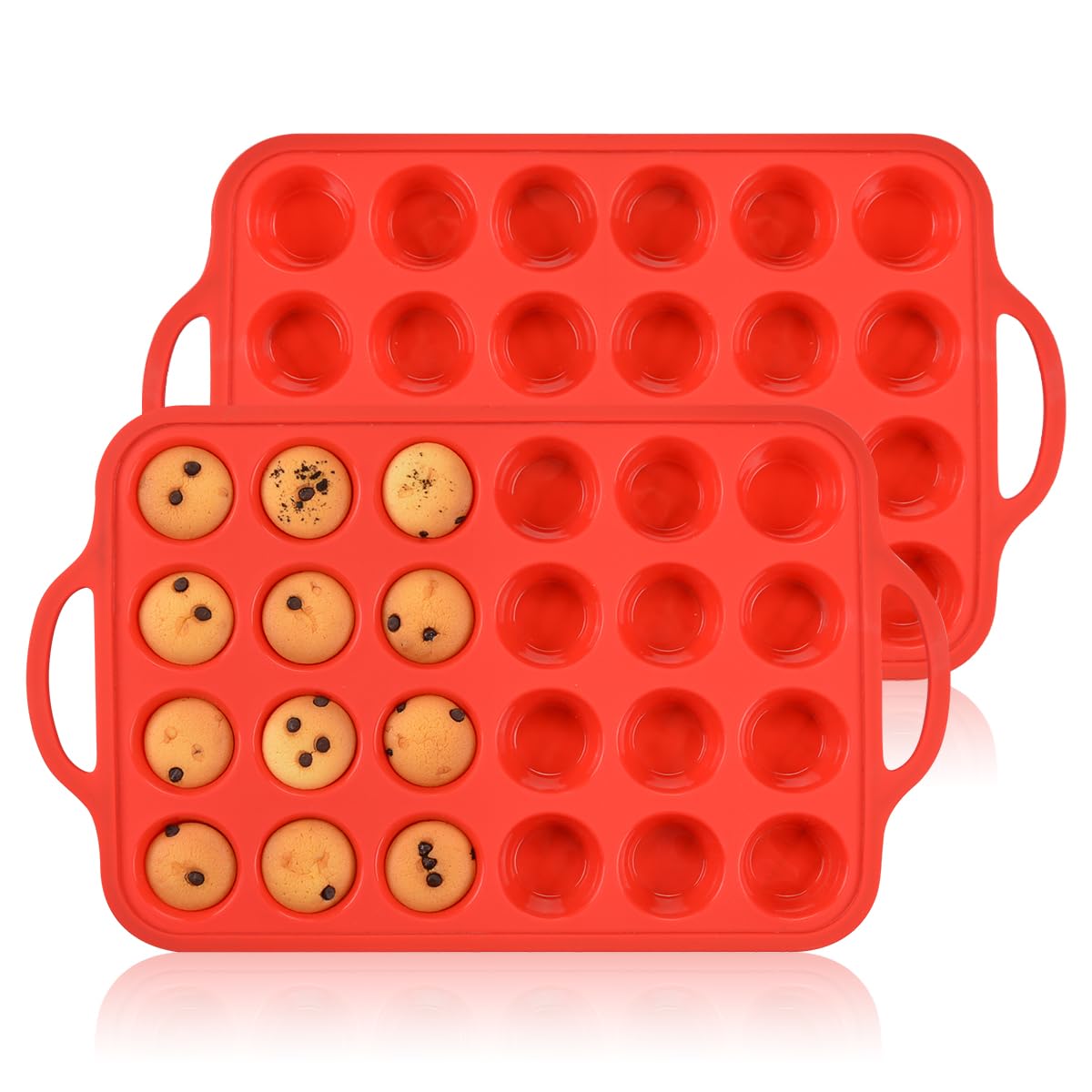 CAKETIME 12 Cups Silicone Muffin Pans for Baking - Regular Size Cupcake Pan Muffin Tin for Baking Nonstick Food Grade Silicone Molds