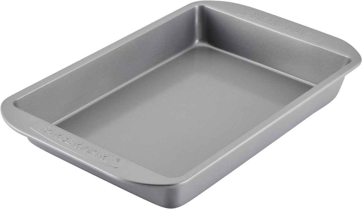 Farberware Nonstick Bakeware Rectangular Cake Pan with Lid for Baking, Gray