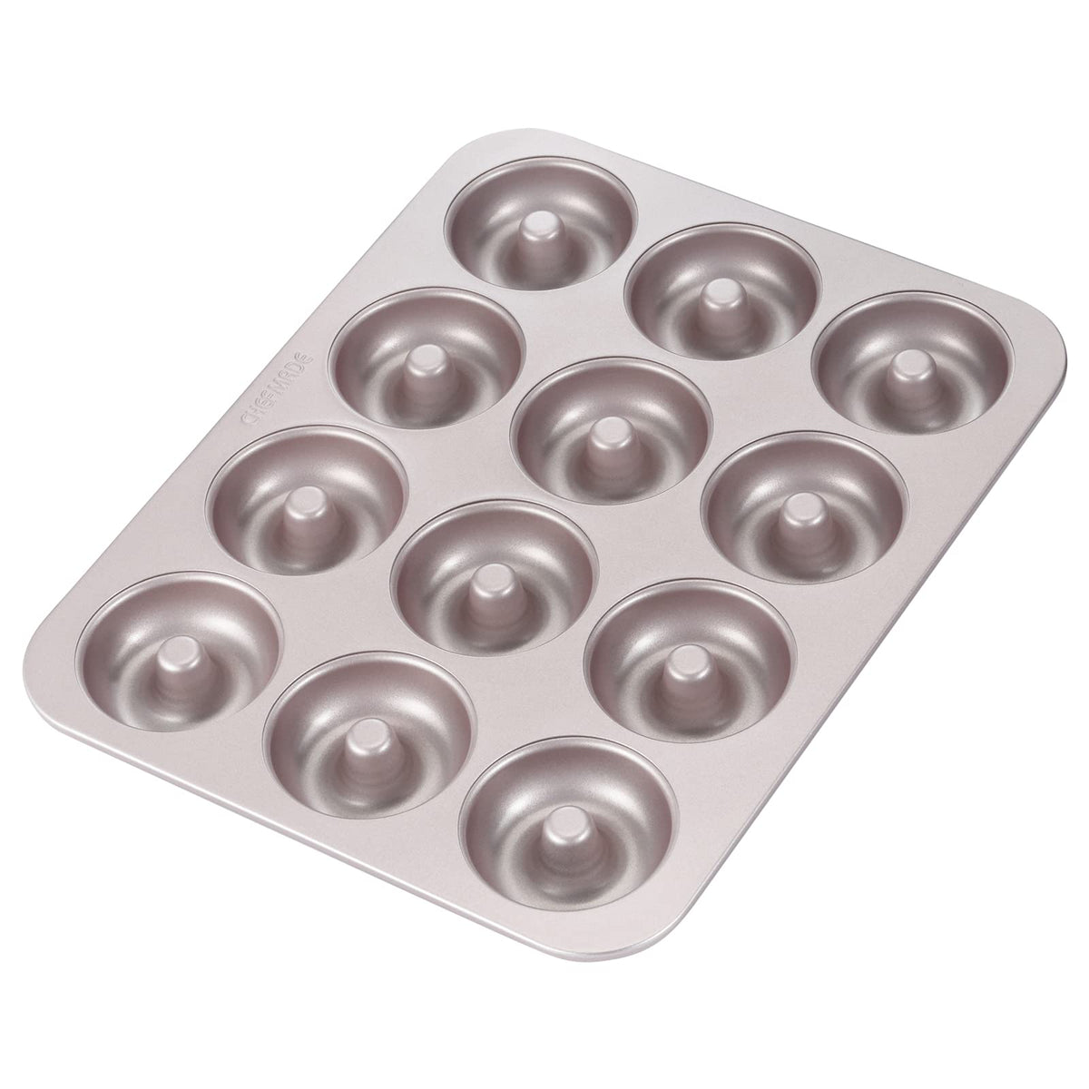 CHEFMADE Donut Mold Cake Pan, 12-Cavity Non-Stick Pattern Doughnut Bakeware for Oven Baking (Champagne Gold)