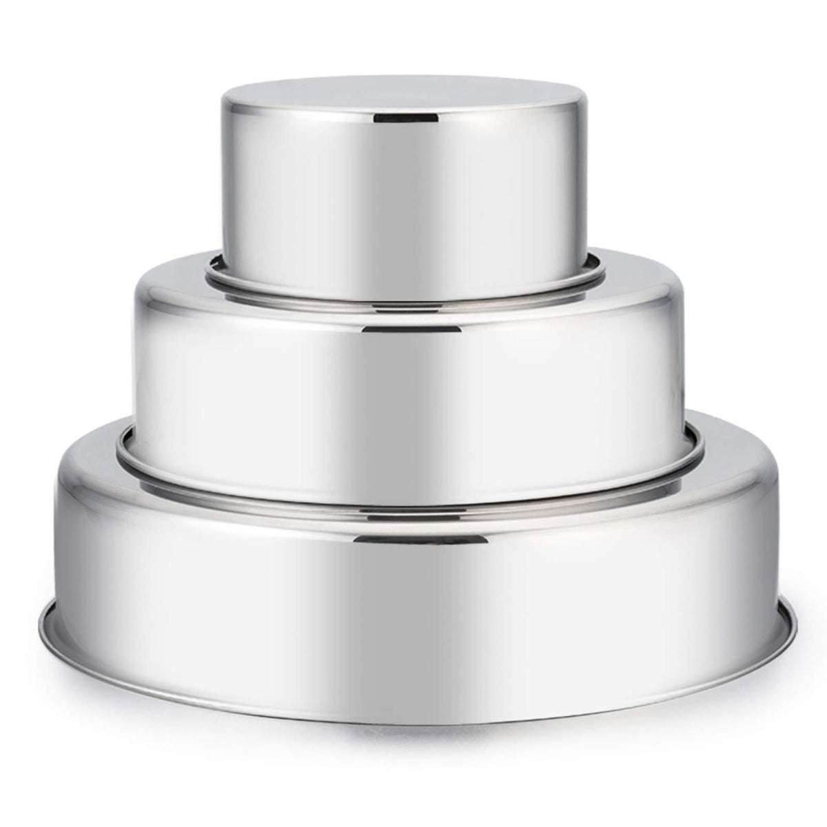E-far 6 Inch Cake Pan Set of 3, Stainless Steel Round Smash Cake Baking Pans Tins, Non-Toxic & Healthy, Mirror Finish & Dishwasher Safe
