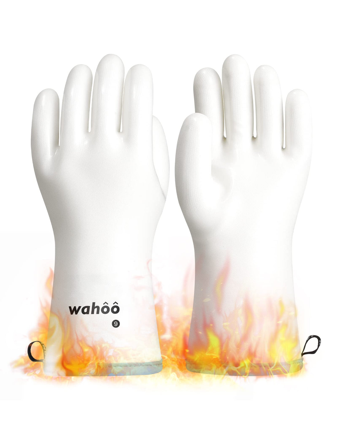 LANON Wahoo Liquid Silicone Oven Mitts,Heat Resistant Gloves,White,L/9