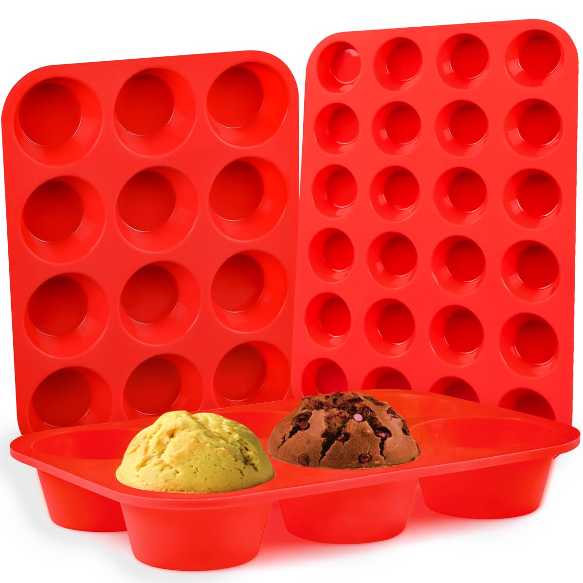 CAKETIME 12 Cups Silicone Muffin Pans for Baking - Regular Size Cupcake Pan Muffin Tin for Baking Nonstick Food Grade Silicone Molds