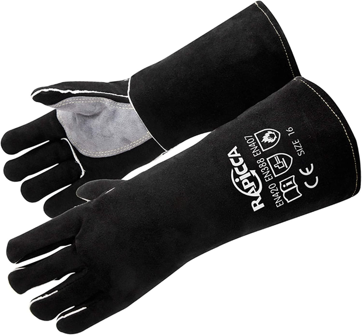 RAPICCA Welding Gloves for Men, 932°F Fireproof Leather, 16 in Blue