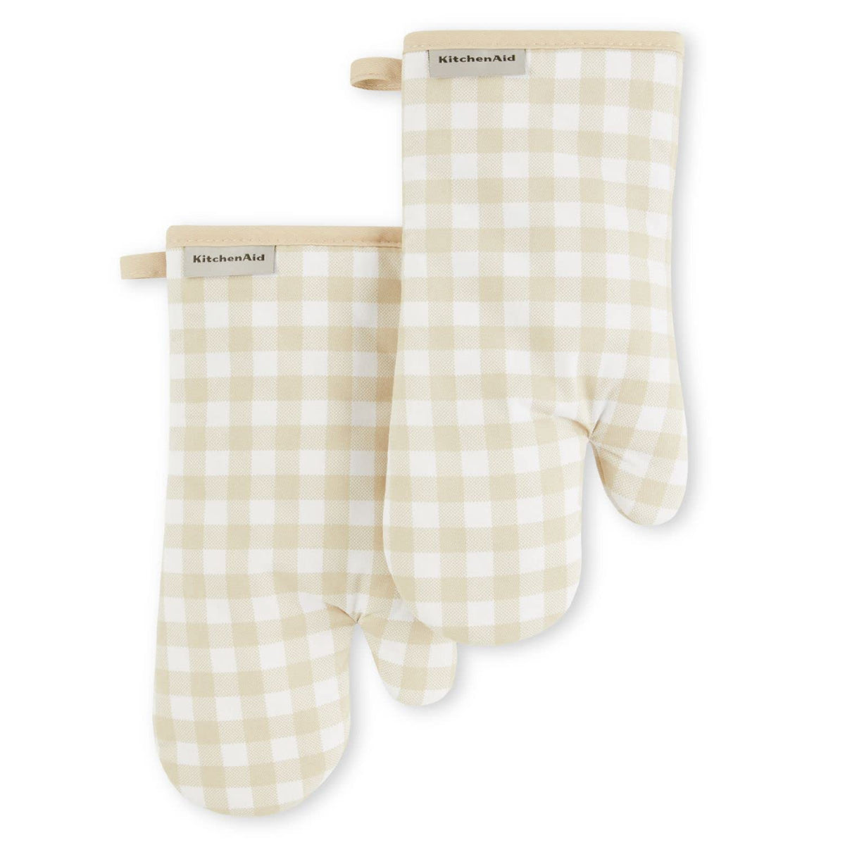 KitchenAid Gingham Oven Mitt 2-Pack Set, Blue Velvet, 7"x13"