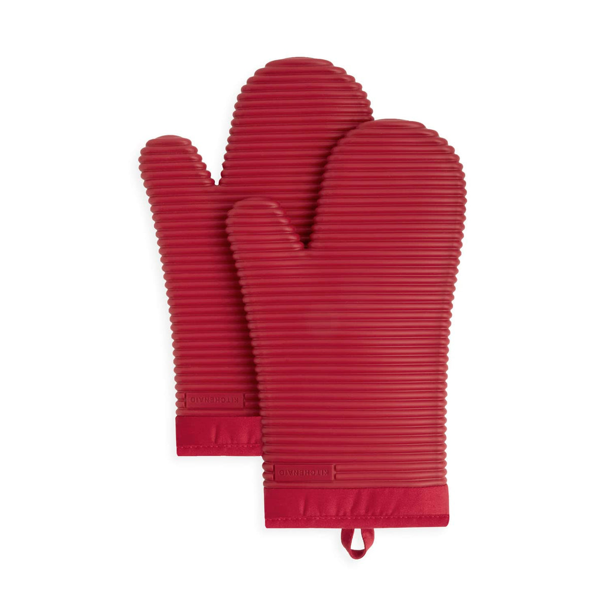 KITCHENAID Ribbed Soft Silicone Oven Mitt 2-Pack Set, 7.5"x13", Milkshake Tan
