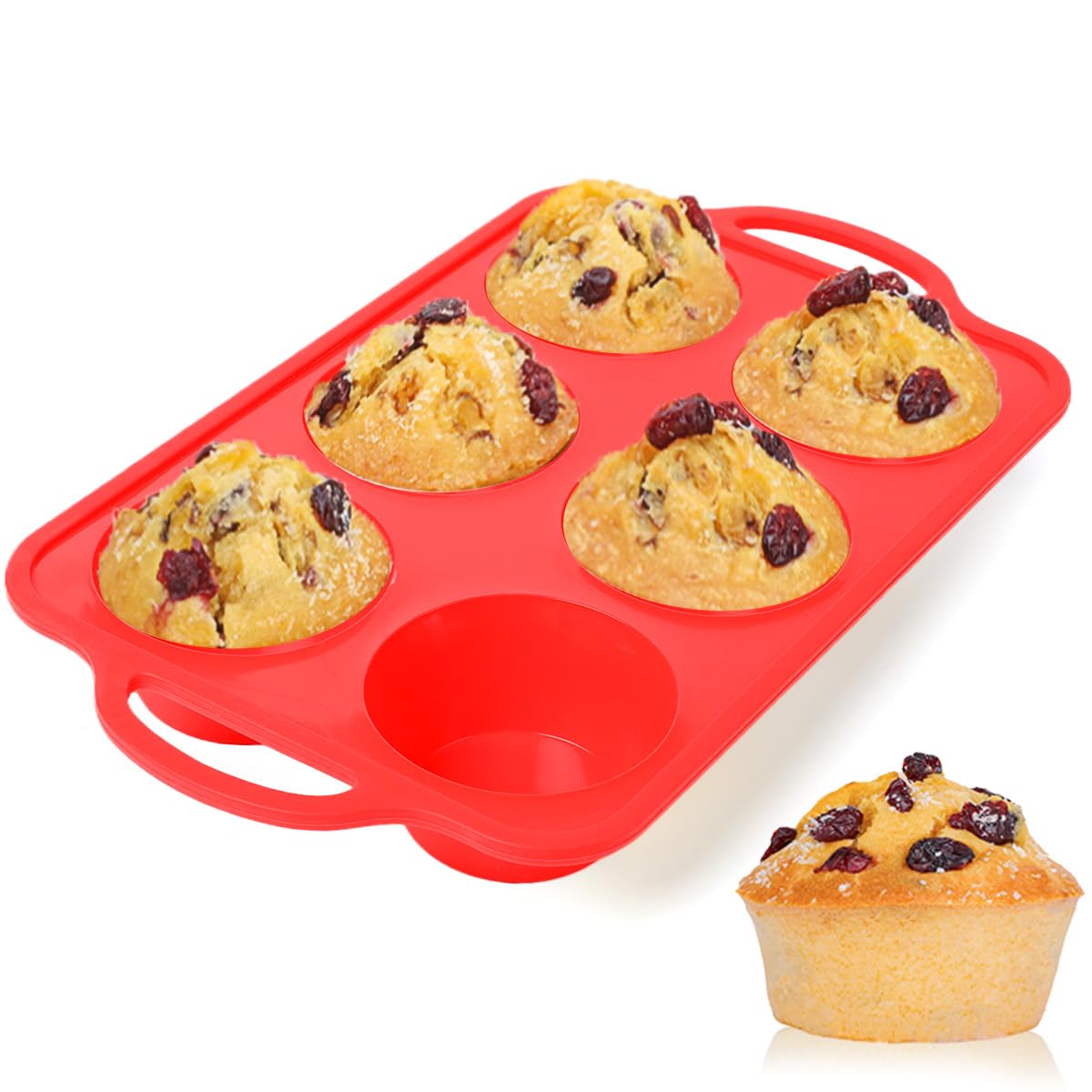 CAKETIME 12 Cups Silicone Muffin Pans for Baking - Regular Size Cupcake Pan Muffin Tin for Baking Nonstick Food Grade Silicone Molds