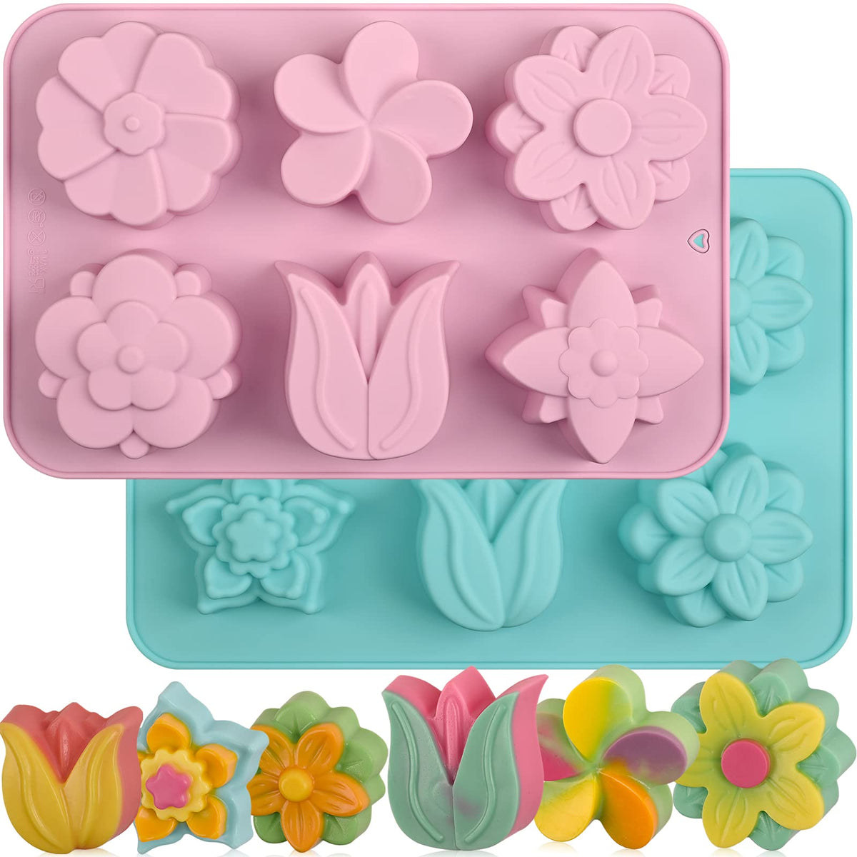 Sakolla 2 Pack Insect Silicone Soap Molds, 6-Cavity Dragonfly Butterfly Ladybug Shape Silicone Molds for Soap Making, DIY Baking Mold for Lotion Bars, Chocolate, Candy, Muffin, Biscuit, Cookie Pans