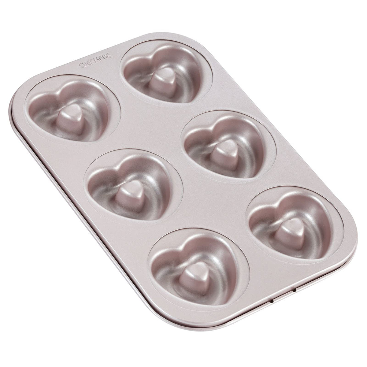 CHEFMADE Donut Mold Cake Pan, 12-Cavity Non-Stick Pattern Doughnut Bakeware for Oven Baking (Champagne Gold)