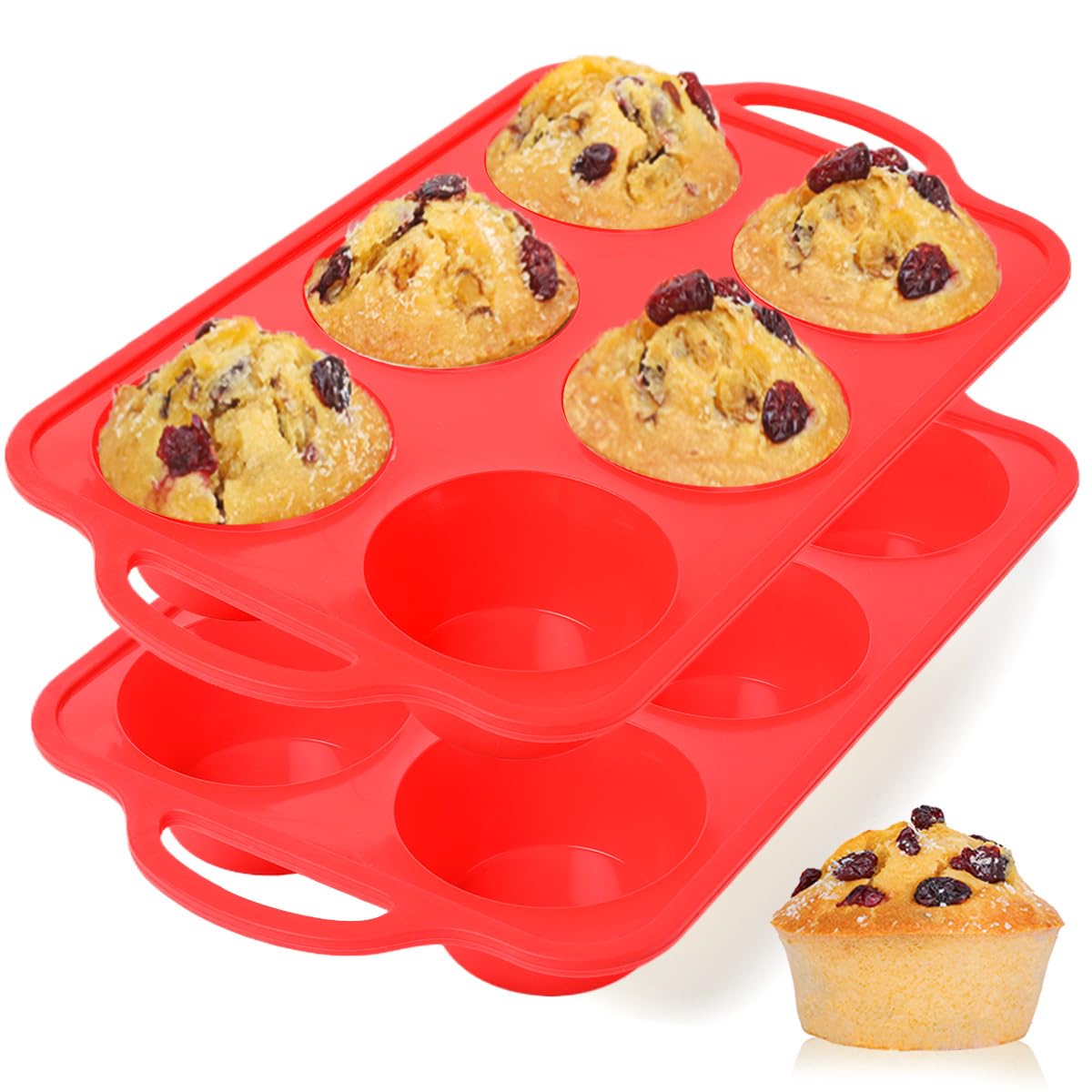 12 Cups Silicone Muffin Pans for Baking Cupcake Pan Nonstick Silicone Molds