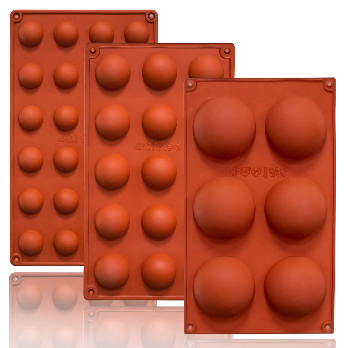 Lerykin Mini 24-Cavity Semi Sphere Silicone Molds Non-Stick, 2 Packs Half Sphere Silicone Baking Molds for Making Jelly, Chocolates and Cake
