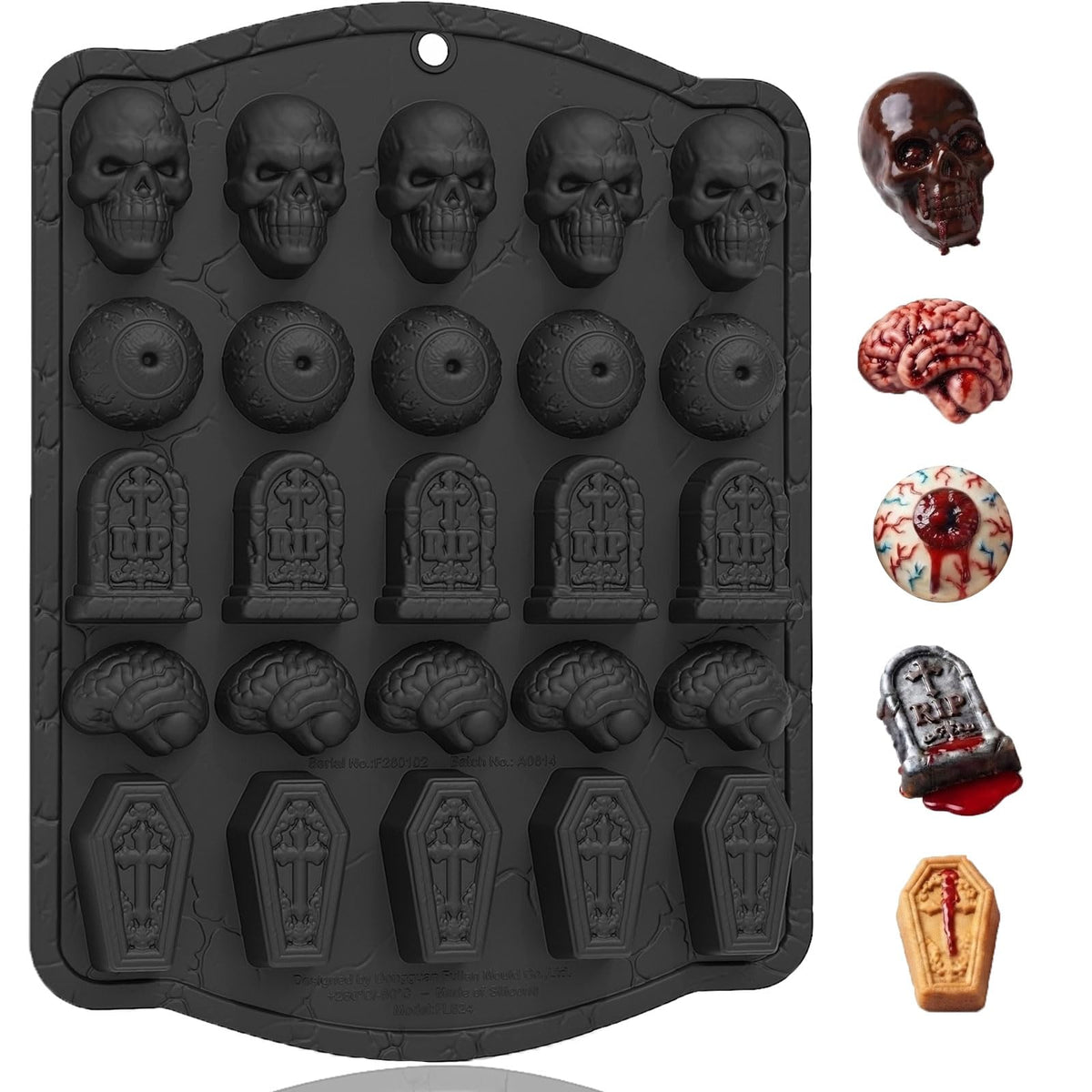 HKNMTT Halloween Silicone Molds for Baking Extra large, 6 Cavities 3D Skull Cake Pizza Pan Molds, Nonstick Halloween Skeleton Mold for Soap Ice 2PCS