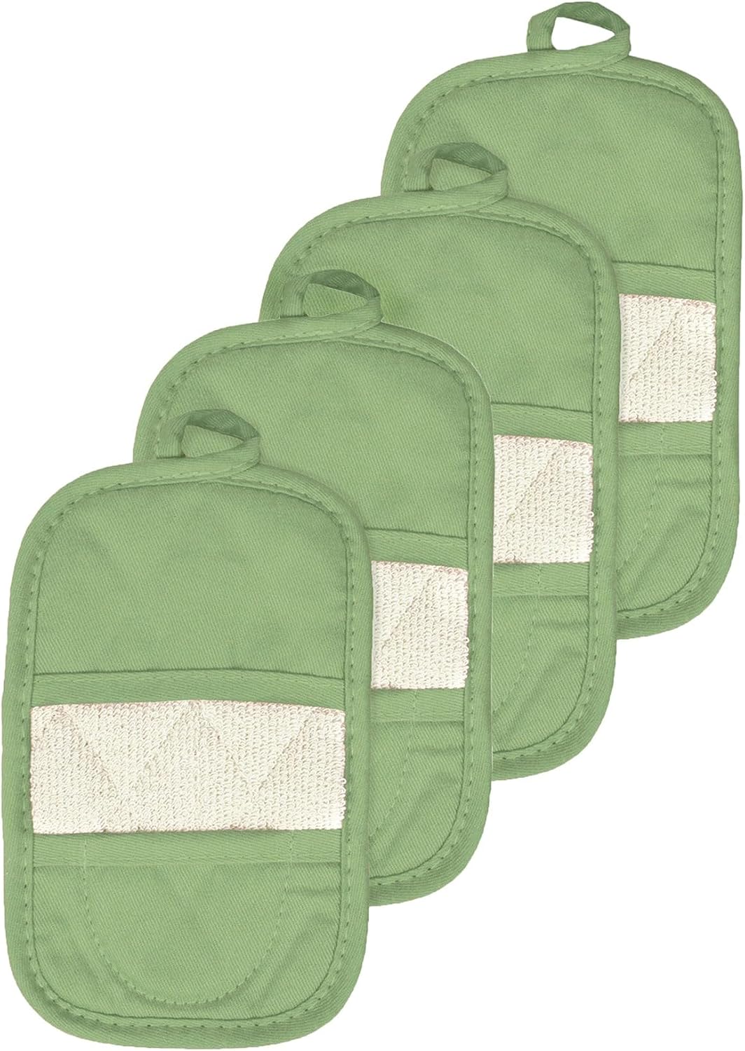RITZ Premium Pot Holders & Heating Pads (4-Pack), 8.5" x 5.5", Heat Resistant, 100% Cotton Terry-Looped Pocket, Kitchen and Barbeque, Black