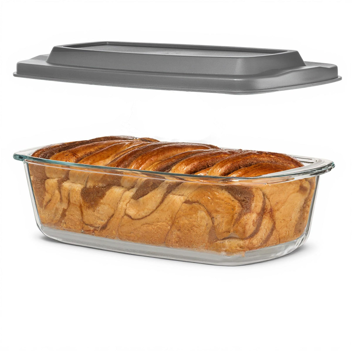 Razab (2 Pack Large 7.6 Cups / 1800 Ml / 1.9 Qt Glass Loaf Pans with Lids