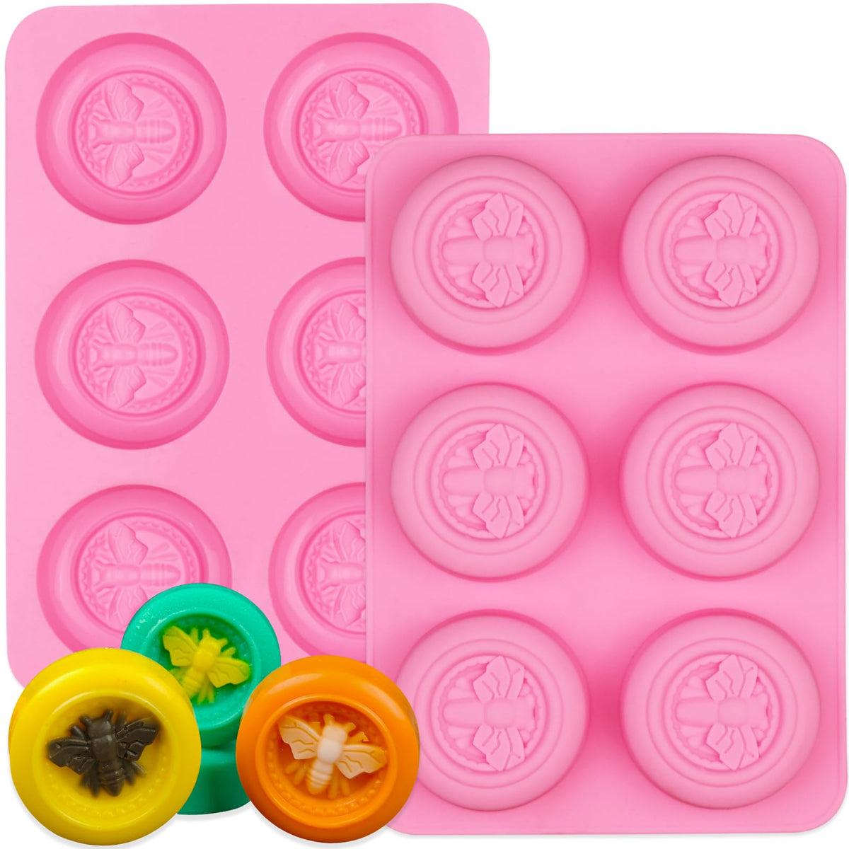Sakolla 2 Pack Insect Silicone Soap Molds, 6-Cavity Dragonfly Butterfly Ladybug Shape Silicone Molds for Soap Making, DIY Baking Mold for Lotion Bars, Chocolate, Candy, Muffin, Biscuit, Cookie Pans
