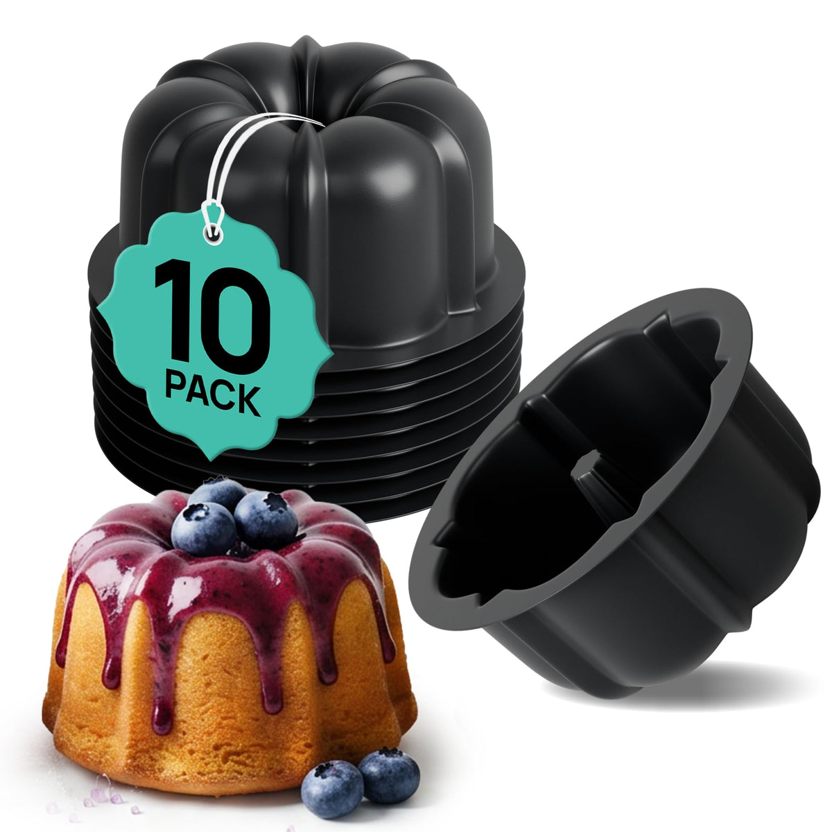 O'CREME Mini Cake Pan Silicone Baking Mold, Reusable Bakeable Silicone Molds for Jello and Desserts, Non-Stick BPA-Free, Moldes para Flan, Moldes Para Gelatinas, Mini Flan Molds, 25 Pack