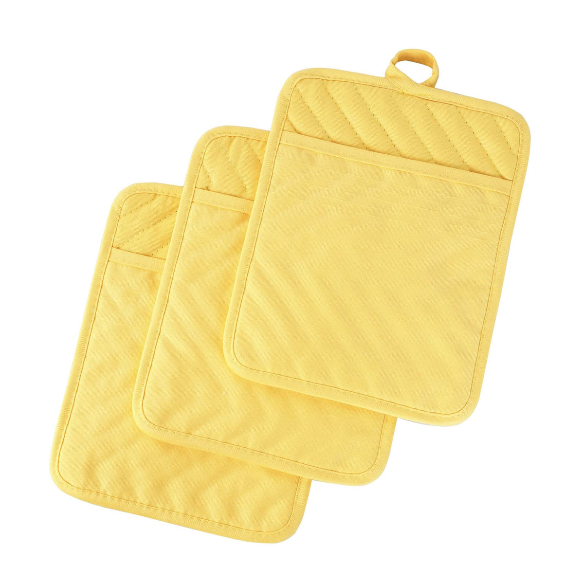 Anyi Pot Holders and Oven Mitts 7" X 9" Heat Resistant Cotton Pocket Pot Holder Set Feature of Non Slip Kitchen Hot Pad Oven Mitts, 3-Pack (Hunter Green)