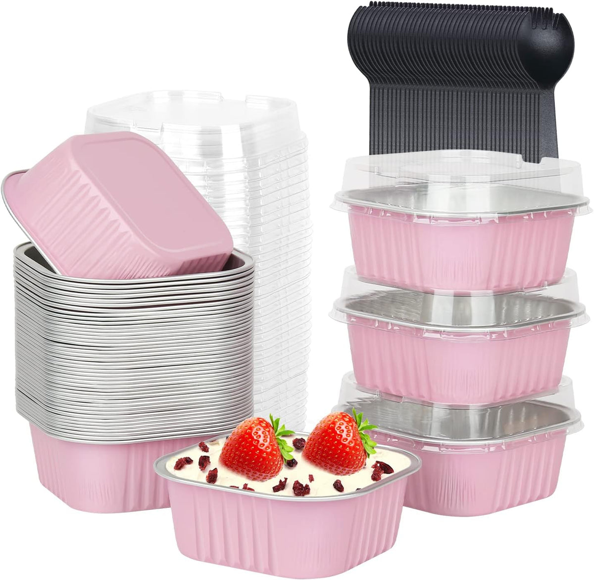 LNYZQUS 10oz Mini Cake Pans with Lids, Small Cinnamon Roll Containers